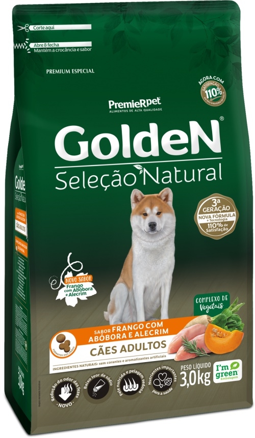 Ração Golden Seleção Natural Cães Adultos Abóbora  - Aupetmia Petshop