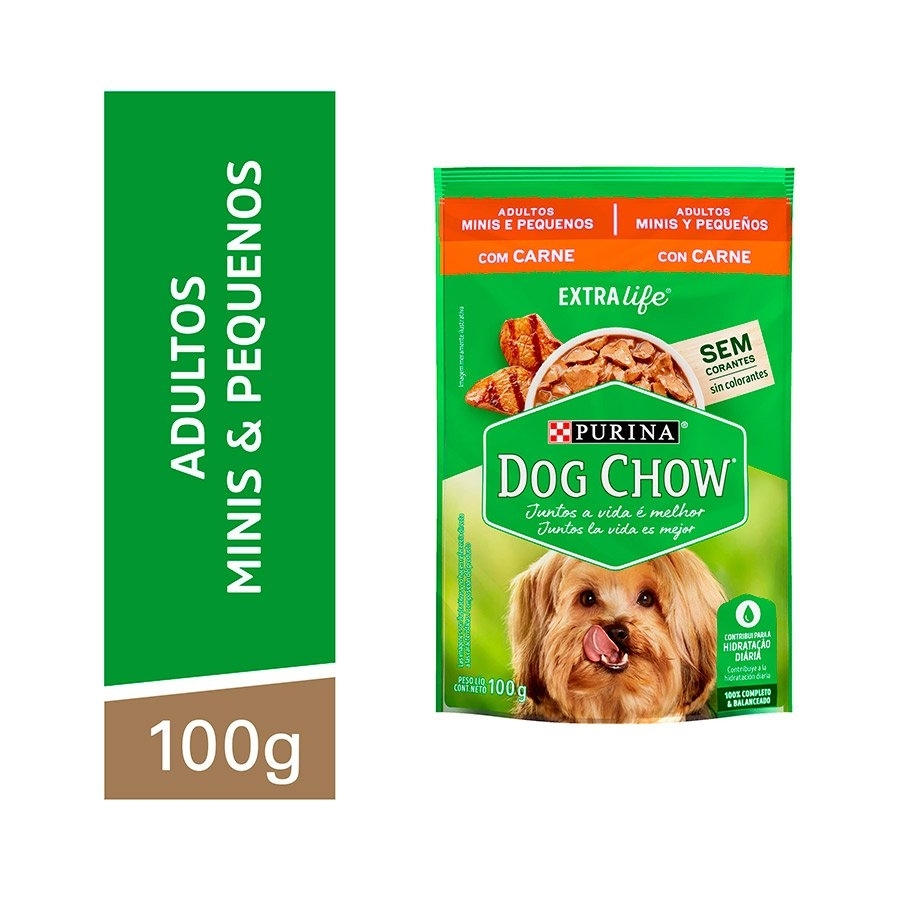 Ração Umida Sache Nestle Purina Dog Chow para Cães Adultos Raças Pequenas Carne ao Molho 100 Gr - Aupetmia Petshop