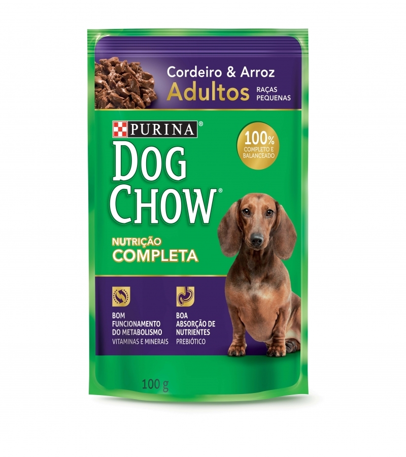 Ração Umida Sache Nestle Purina Dog Chow para Cães Adultos Raças Pequenas Cordeiro e Arroz 100 Gr - Aupetmia Petshop
