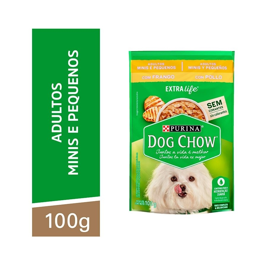 Ração Umida Sache Nestle Purina Dog Chow para Cães Adultos Raças Pequenas Frango ao Molho 100 Gr - Aupetmia Petshop