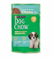 Ração Umida Sache Nestle Purina Dog Chow para Cães Filhotes Raças Pequenas Carne e Arroz 100 Gr