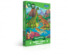 Puzzle 100 Peças Reino dos Dinos Metalizado - Toyster 2720