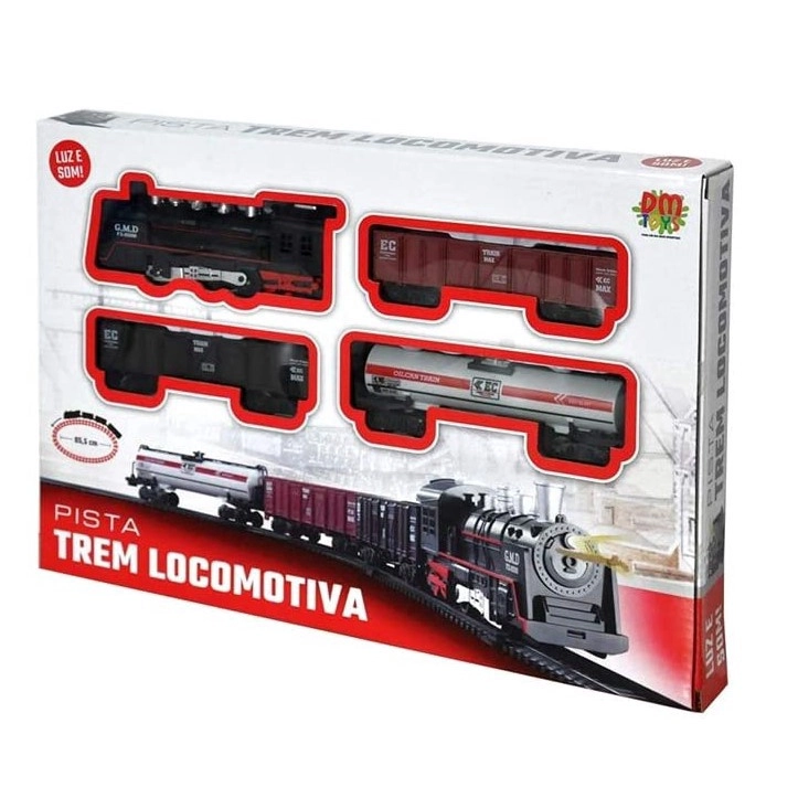 Trem Grande Locomotiva Luz E Som - DM TOYS DMT5374 - Noy Brinquedos