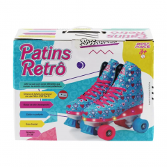 33 Azul Patins Retro 4 Rodas Com Led - BBR TOYS R2949