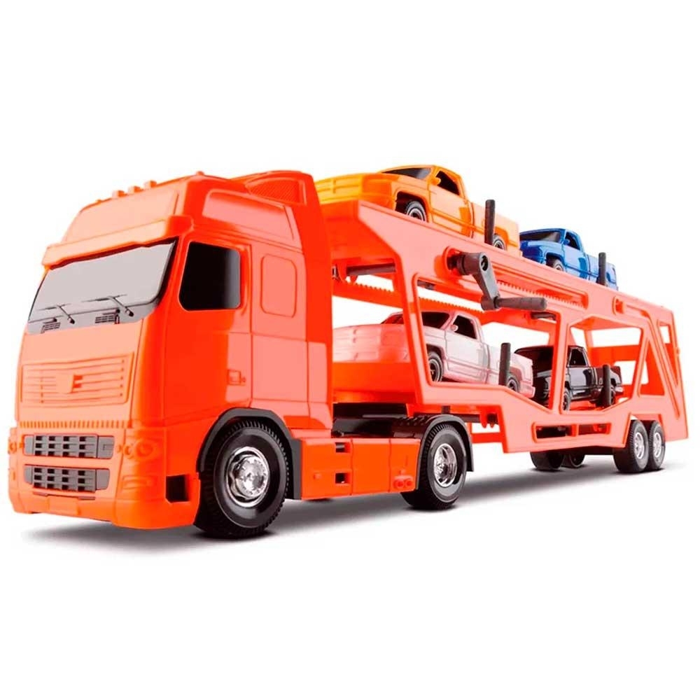 Caminhão Cegonha Transport com 2 carrinhos – DM Toys