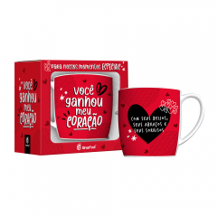 Caneca Você Ganhou Meu Coração Porcelana Urban 360Ml - BrasFoot 11465