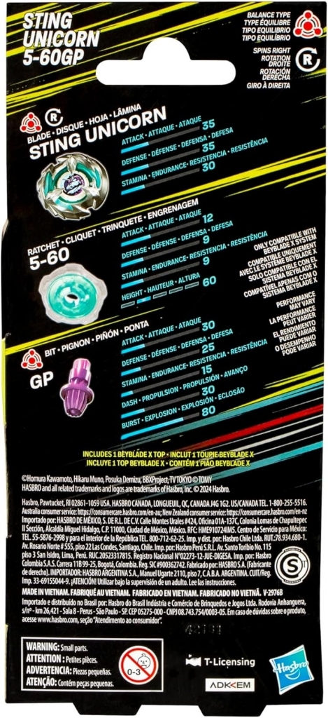 Sting Unicorn Pião Beyblade Bbx Hasbro G0283 Noy Brinquedos