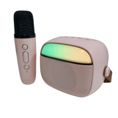Microfone Com Caixa De Som Portátil Ltomex Rosa - SP AM-8553