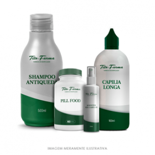Kit Auxiliar no Crescimento Capilar - PILL FOOD + Shampoo Antiqueda + Capilia Longa + Booster