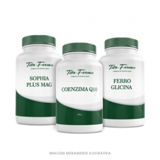 Kit Pré - gestacional: 1 Sophia Plus Mag + 1 Coenzima Q10 + 1 Ferro Glicina