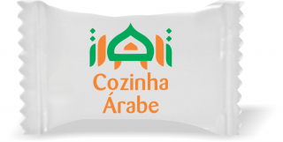 Balas de Brinde Modelo Símbolo Fundo Branco Duras com Sabor de Frutas - Balinhas Personalizadas