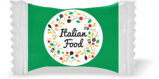Balas de Brinde Modelo Circulo Fundo Verde Duras com Sabor de Frutas - Balinhas Personalizadas