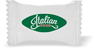 Balas de Brinde Modelo Elípse Fundo Branco Duras com Sabor de Frutas - Balinhas Personalizadas