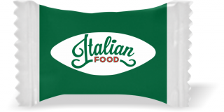 Balas de Brinde Modelo Elípse Fundo Verde Duras com Sabor de Frutas - Balinhas Personalizadas