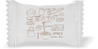Balas de Brinde Modelo Wasabi Temaki Fundo Branco Duras com Sabor de Frutas - Balinhas Personalizadas