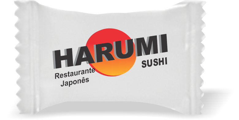 Balas de Brinde Harumi Duras com Sabor de Frutas - Balinhas Personalizadas
