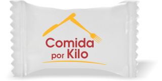 Balas de Brinde Modelo Talheres  Fundo Branco Duras com Sabor de Frutas - Balinhas Personalizadas