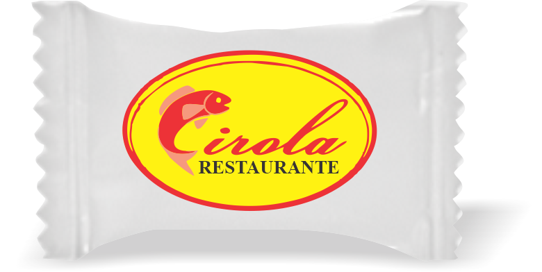 Balas de Brinde Cirola Restaurante Duras com Sabor de Frutas - Balinhas Personalizadas