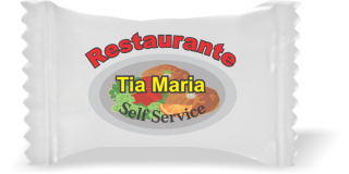 Balas de Brinde Restaurante Tia Maria Duras com Sabor de Frutas - Balinhas Personalizadas