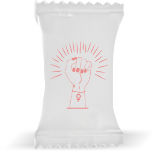 Balas de Brinde Modelo Punho Fundo Branco Duras com Sabor de Frutas - Balinhas Personalizadas
