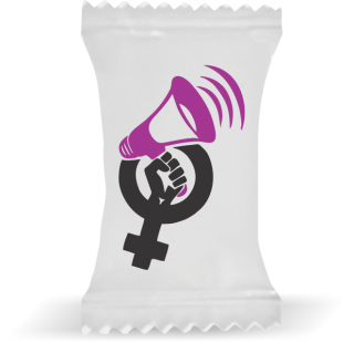 Balas de Brinde Modelo Megafone Fundo Branco Duras com Sabor de Frutas - Balinhas Personalizadas