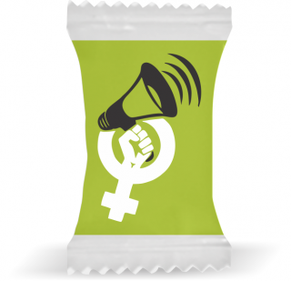 Balas de Brinde Modelo Megafone Fundo Verde Duras com Sabor de Frutas - Balinhas Personalizadas