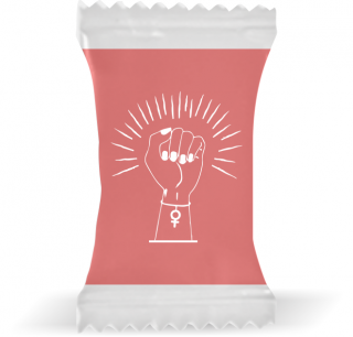Balas de Brinde Modelo Punho Fundo Rosa Duras com Sabor de Frutas - Balinhas Personalizadas