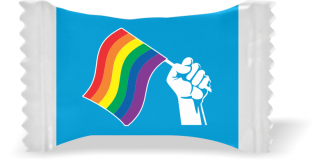 Balas de Brinde Modelo Bandeira Fundo Azul Duras com Sabor de Frutas - Balinhas Personalizadas