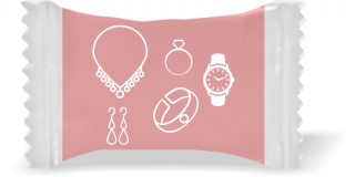 Balas de Brinde Modelo Acessórios Fundo Rosa Duras com Sabor de Frutas - Balinhas Personalizadas