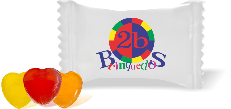 Balas de Brinde 2B Brinquedos Duras com Sabor de Frutas - Balinhas Personalizadas