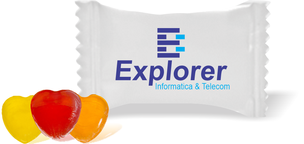 Balas de Brinde Explorer Informática Duras com Sabor de Frutas - Balinhas Personalizadas