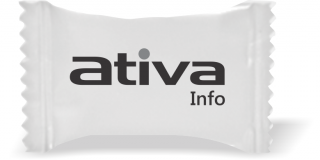 Balas de Brinde Ativa Info Duras com Sabor de Frutas - Balinhas Personalizadas