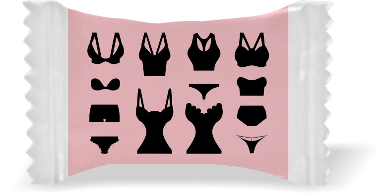 Balas de Brinde Modelo Lingerie Fundo Rosa Duras com Sabor de Frutas - Balinhas Personalizadas