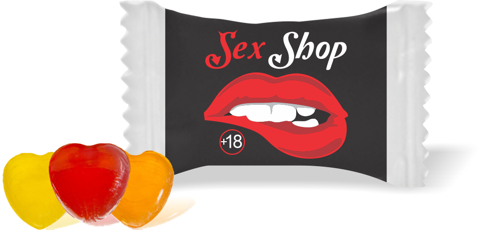 Balas de Brinde Modelo Boca Fundo Preto Duras com Sabor de Frutas - Balinhas Personalizadas