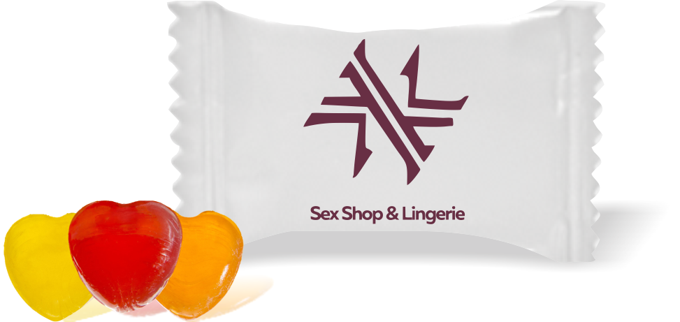 Balas de Brinde Sex Shop & Lingerie Duras com Sabor de Frutas - Balinhas Personalizadas