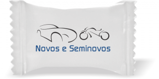 Balas de Brinde Modelo Carros e Motos Fundo Branco Duras com Sabor de Frutas - Balinhas Personalizadas