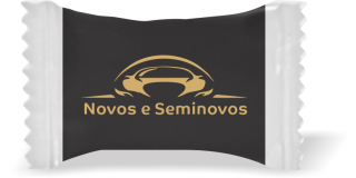 Balas de Brinde Modelo Carros  Seminovos Fundo Preto Duras com Sabor de Frutas - Balinhas Personalizadas