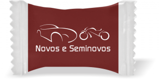 Balas de Brinde Modelo Carros e Motos Fundo Marrom Duras com Sabor de Frutas - Balinhas Personalizadas