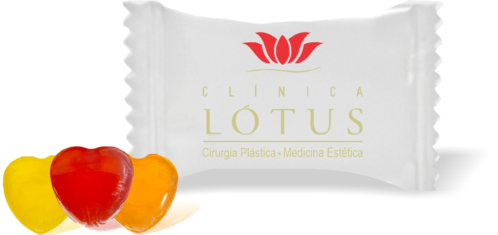 Balas de Brinde Clínica Lotus Duras com Sabor de Frutas - Balinhas Personalizadas