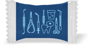 Balas de Brinde Modelo Pinças Fundo Azul Duras com Sabor de Frutas - Balinhas Personalizadas