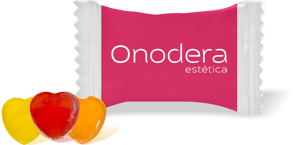 Balas de Brinde Onodera Estética Duras com Sabor de Frutas - Balinhas Personalizadas