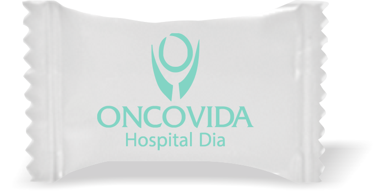Balas de Brinde ONCOVIDA Duras com Sabor de Frutas - Balinhas Personalizadas