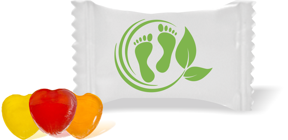 Balas de Brinde Pés e Folhas Fundo Branco Duras com Sabor de Frutas - Balinhas Personalizadas