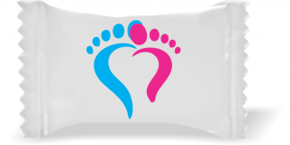 Balas de Brinde Pés Fundo Branco Duras com Sabor de Frutas - Balinhas Personalizadas