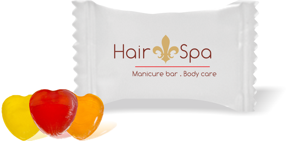 Balas de Brinde Hair Spa Duras com Sabor de Frutas - Balinhas Personalizadas
