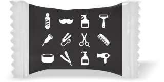 Balas de Brinde Utensílios Fundo Preto Duras com Sabor de Frutas - Balinhas Personalizadas