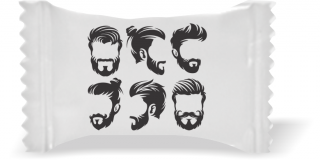 Balas de Brinde Cortes Masculinos Fundo Branco Duras com Sabor de Frutas - Balinhas Personalizadas