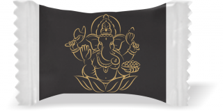 Balas de Brinde Ganesha Fundo Preto Duras com Sabor de Frutas - Balinhas Personalizadas