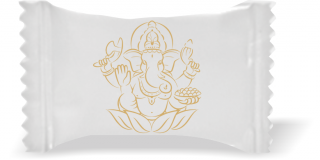Balas de Brinde Ganesha Fundo Branco Duras com Sabor de Frutas - Balinhas Personalizadas