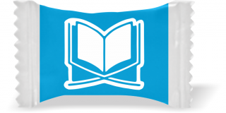 Balas de Brinde Alcorão Fundo Azul Duras com Sabor de Frutas - Balinhas Personalizadas